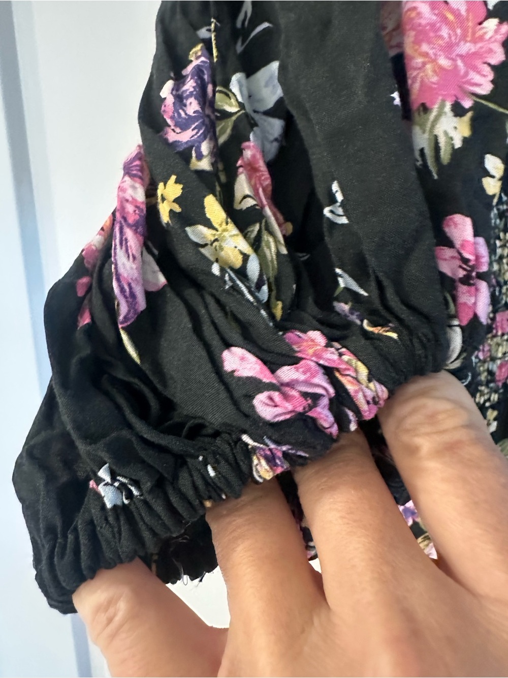Free People Floral Maxi Dress Black Smocked Boho Button Front XS - Picture 7 of 13